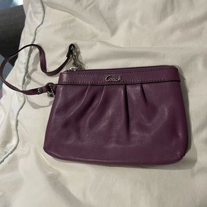 Coach Leather Wristlet Purple/Violet